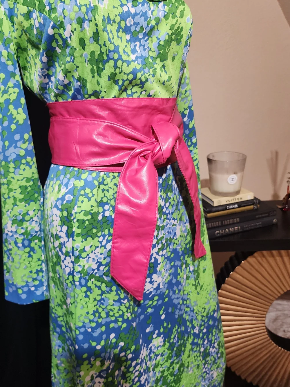 Vintage 80's Pink Faux Leather Obi Wrap Belt